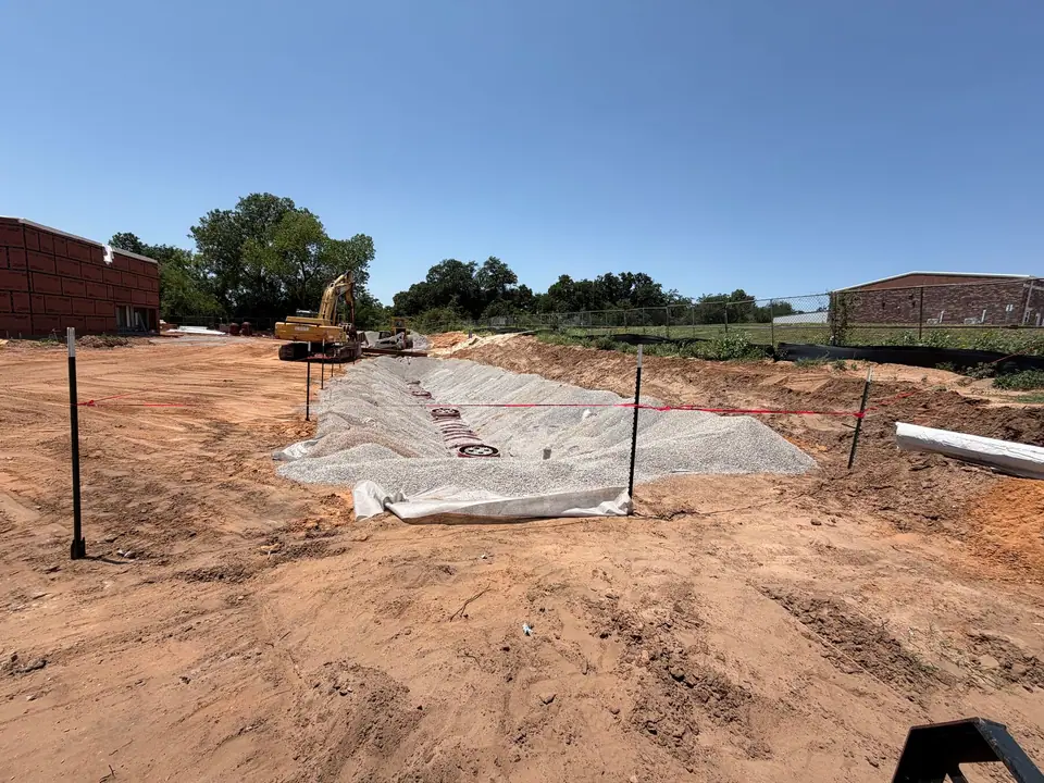 Backfilled tank area on the job site