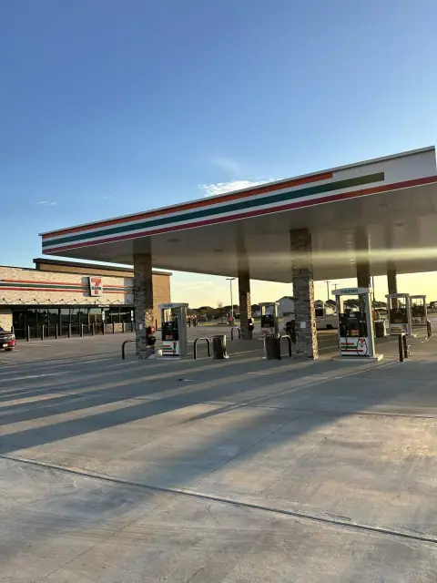 Finished canopy and dispensers at the completed store