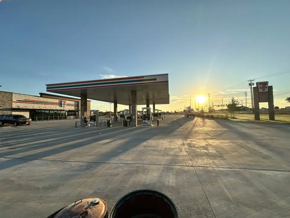 Completed fueling canopy at sunrise