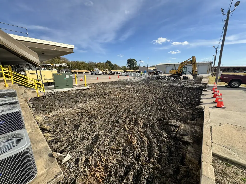 Concrete and soil removed from the old tank area