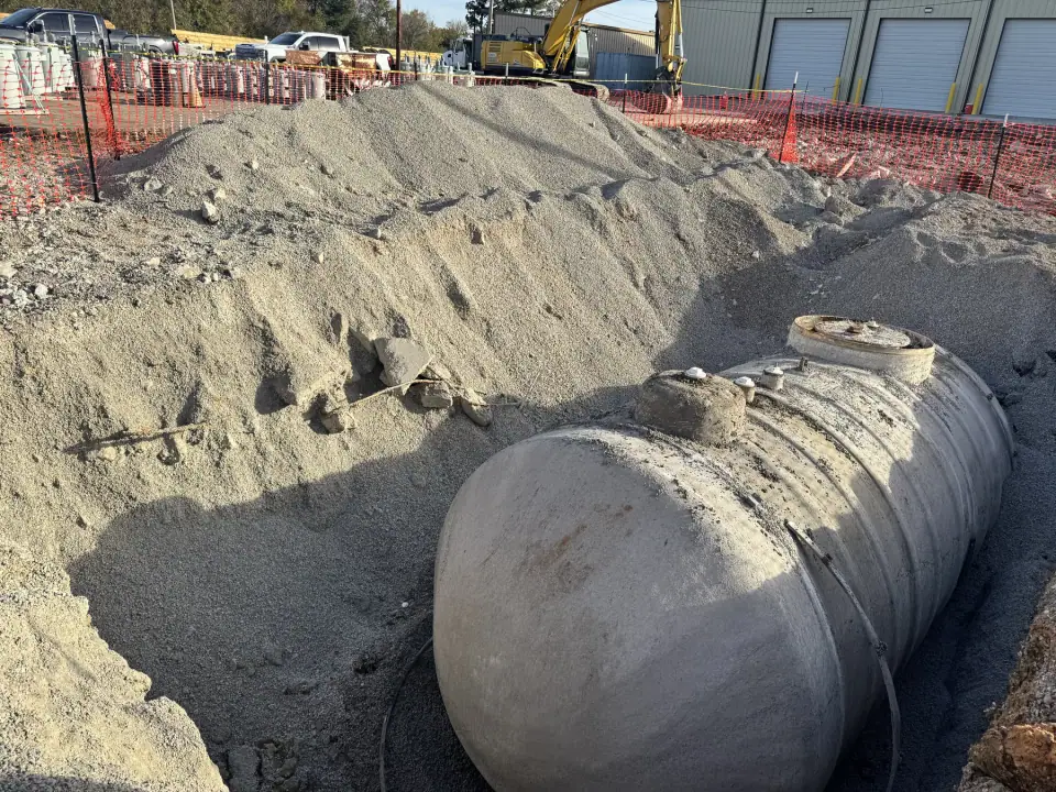 Old underground storage tank exposed during removal