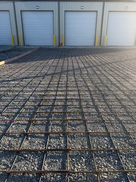 Rebar mat placed for the new concrete