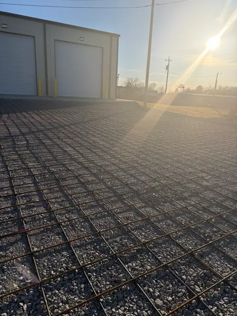 Rebar grid ahead of the concrete pour