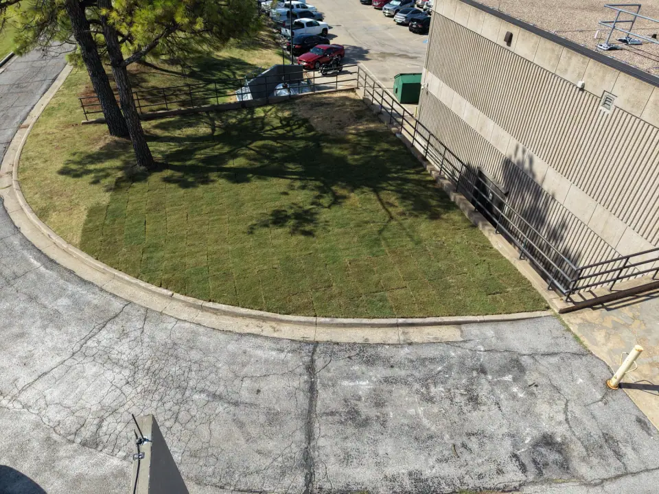 Finished site restoration with new sod